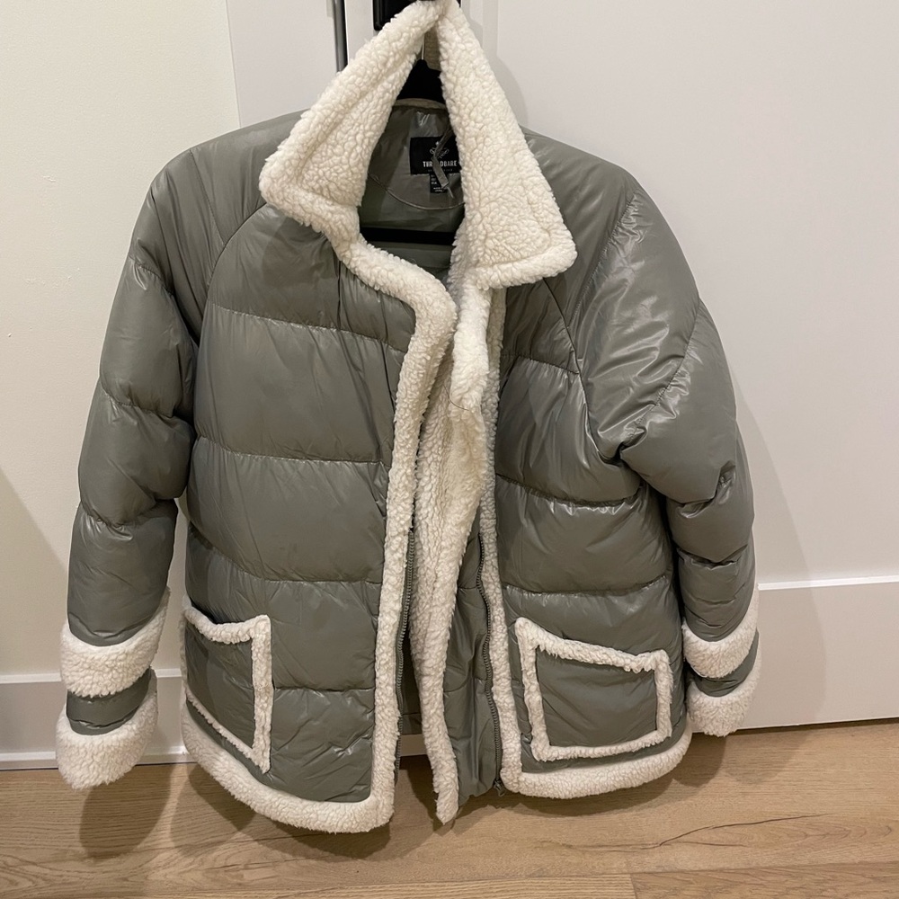 Sage Puffer Jacket with Shearling Trim
